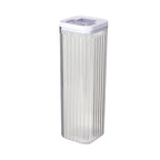 Tarro hermético de cocina Carré 2000 ml cuerpo transparente estriado y tapa blanca