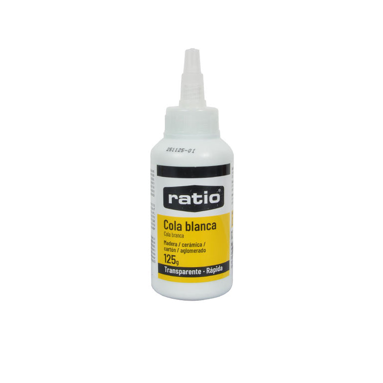 Bote aplicador de cola blanca rápida RATIO 125g transparente para bricolaje