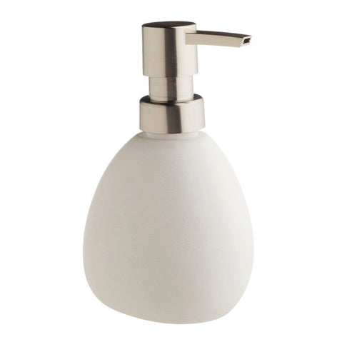 Dispensador de jabón de resina blanca con cabezal metálico satinado DCASA