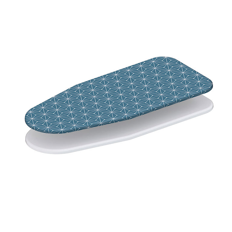 Funda para tabla de planchar HABITEX Mini con diseño geométrico azul y capa de espuma blanca de 250 gramos