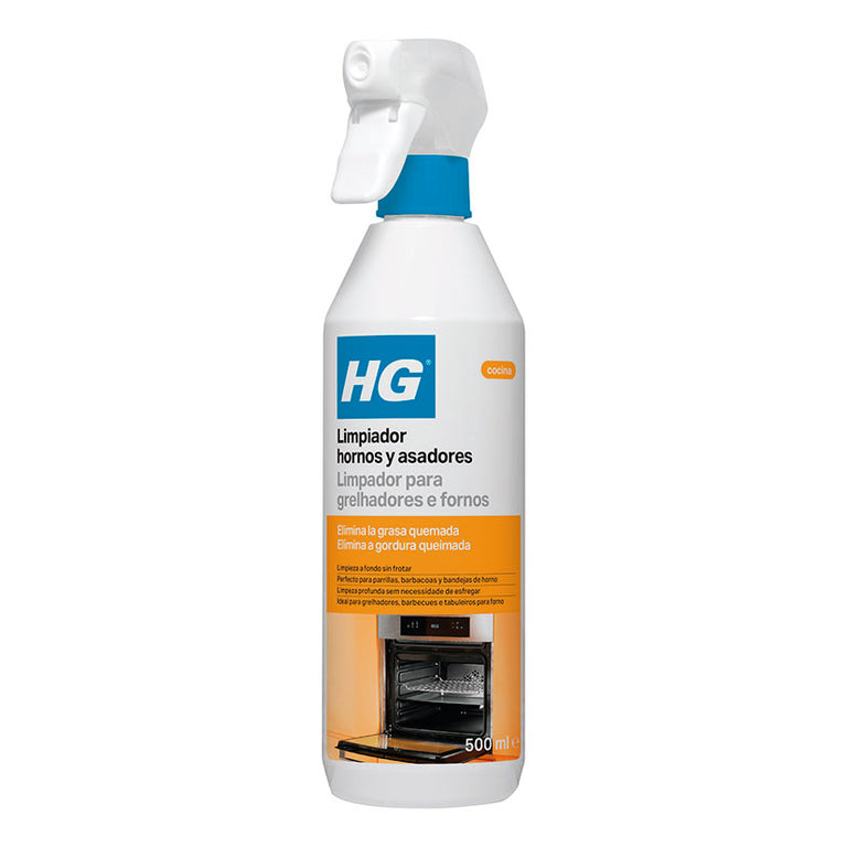 Botella de spray Limpiador de hornos y asadores HG 500ml para eliminar grasa quemada sin frotar