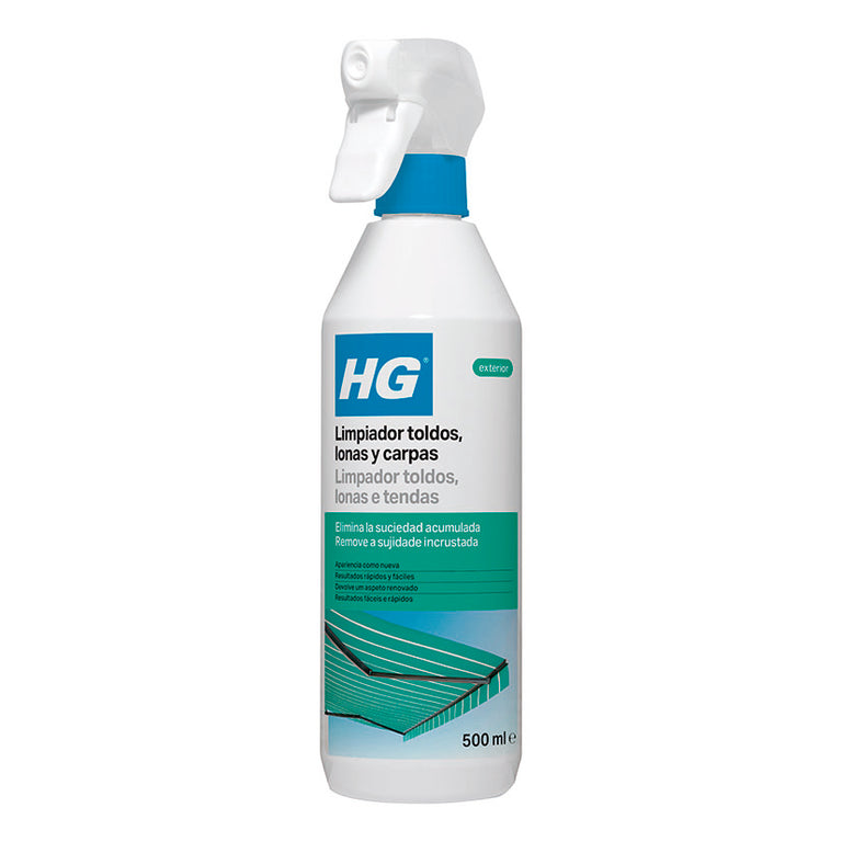 Limpiador HG de 500 ml para toldos, lonas y carpas con pulverizador para eliminar suciedad exterior