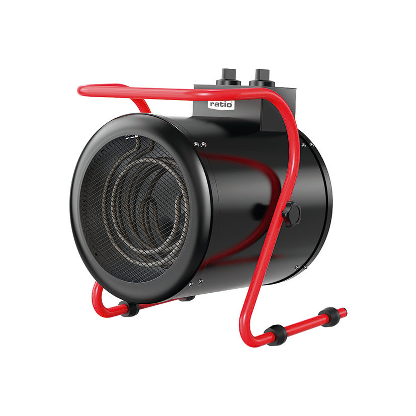 Calefactor industrial portátil RATIO PRO E1781 negro con estructura roja y termostato regulable