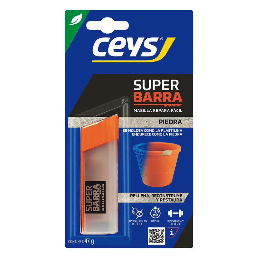 Blíster de Masilla Reparadora Ceys Superbarra Piedra para rellenar, reconstruir y restaurar superficies de piedra y cemento