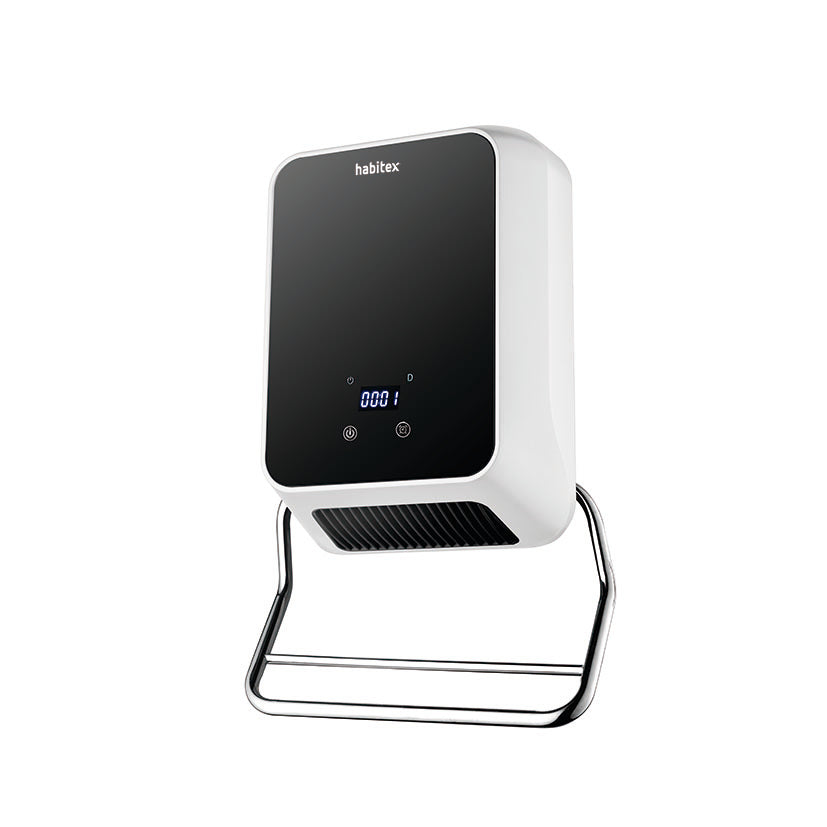 Calefactor split cerámico HABITEX blanco con soporte toallero y pantalla digital