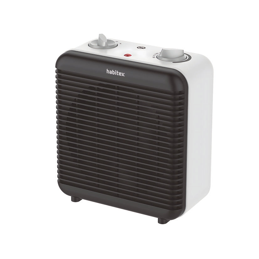 Calefactor vertical HABITEX E730 blanco y negro con termostato ajustable y rejilla frontal de seguridad