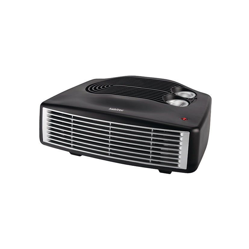 Calefactor horizontal Habitex E732 color negro con rejilla frontal plateada y mandos de control superiores
