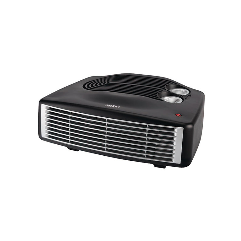 Calefactor horizontal Habitex E732 color negro con rejilla frontal plateada y mandos de control superiores
