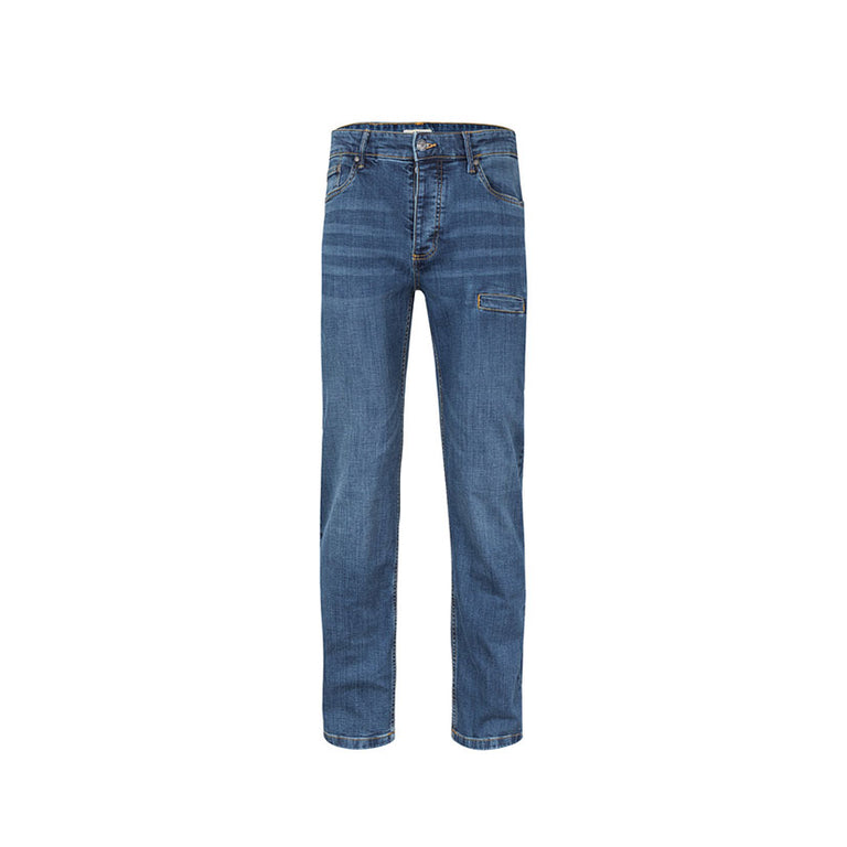 Pantalón vaquero laboral Velilla Denim Stretch color azul con tejido elástico para profesionales