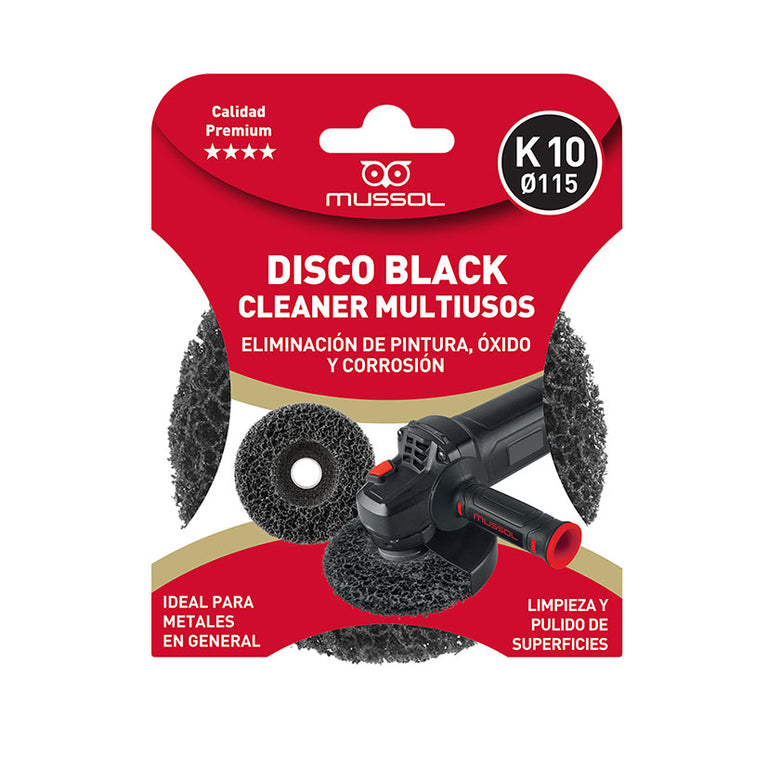 Disco abrasivo Mussol K10 Black Cleaner de 115mm para eliminación de óxido y pintura en metales