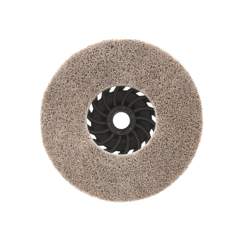 Disco borrador MUSSOL K64 de 115 mm con textura de fibra abrasiva para limpieza técnica