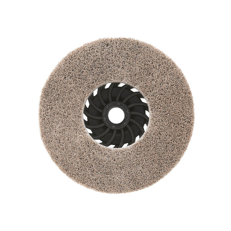 Disco borrador MUSSOL K64 de 115 mm con textura de fibra abrasiva para limpieza técnica