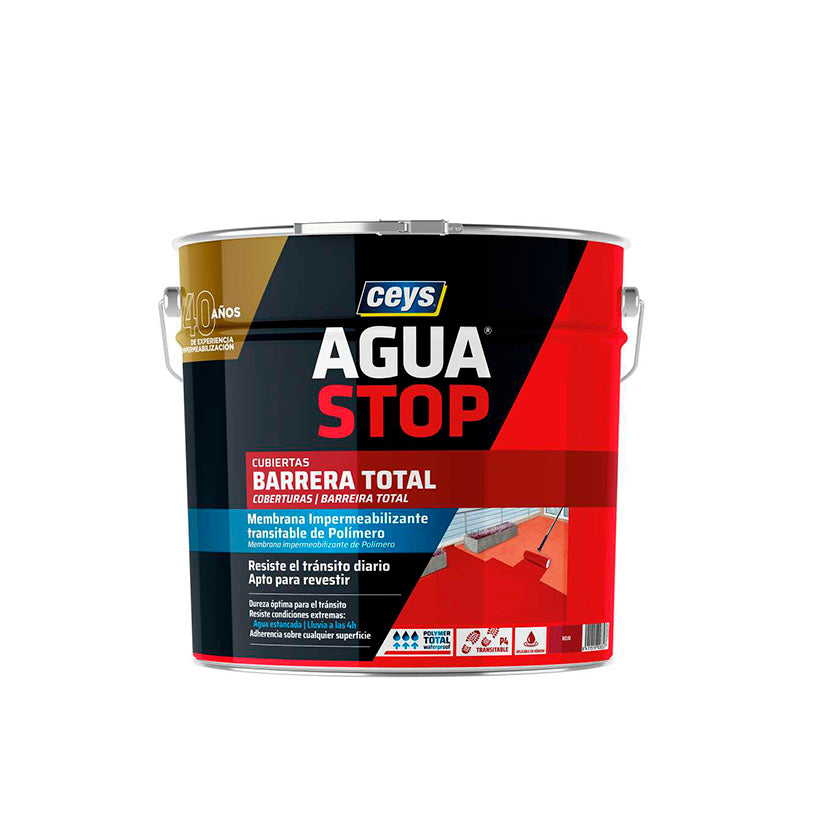Bote de impermeabilizante Ceys Agua Stop Barrera Total 4kg color rojo para cubiertas transitables
