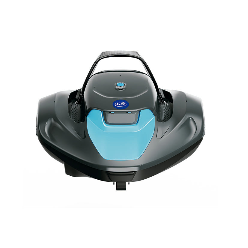 Robot limpiafondos inalámbrico GRE Moovo RBG90 color gris y azul para limpieza de fondo de piscinas