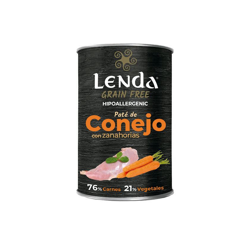 Comida húmeda Lenda Grain Free de conejo con zanahorias hipoalergénica
