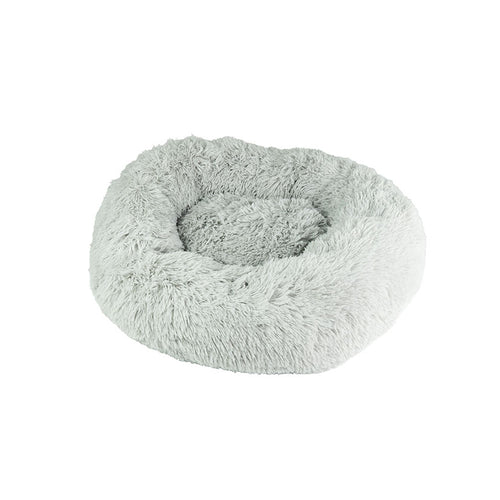 Cama redonda de pelo largo color gris para mascotas JOCCA