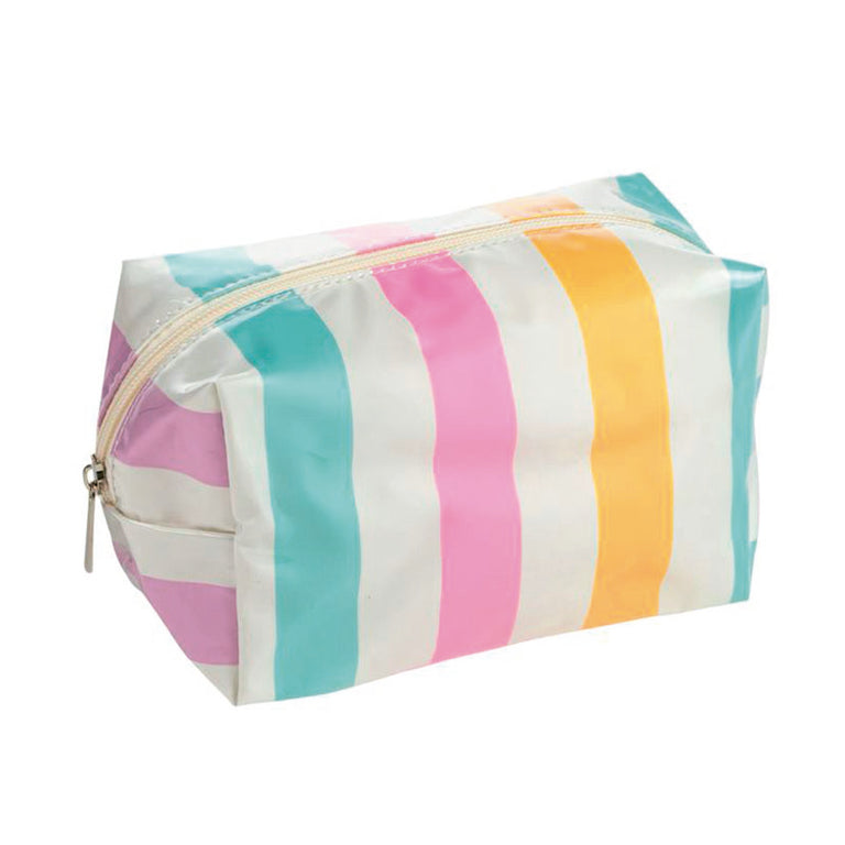 Neceser rectangular pequeño a rayas de colores ideal para cosméticos y accesorios de viaje