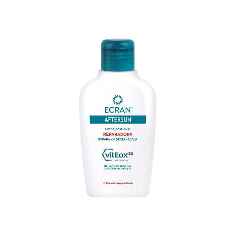 Bote de Leche Reparadora Aftersun Ecran 100ml con VitEox80 para alivio y reparación post-solar
