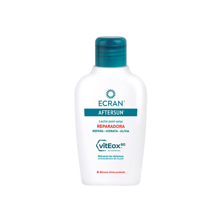 Bote de Leche Reparadora Aftersun Ecran 100ml con VitEox80 para alivio y reparación post-solar