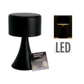 Lámpara de sobremesa LED negra de diseño minimalista con luz blanca cálida y cuerpo de hierro de 21 cm