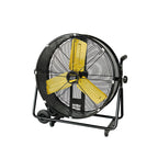 Ventilador industrial Garland Turbo 30S-V24 con ruedas, cabezal de 83 cm y aspas amarillas sobre estructura negra