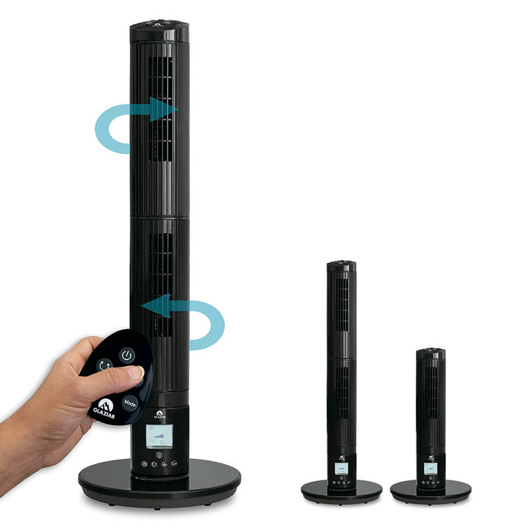 Ventilador Glaziar con secciones orientables en dos direcciones y mando a distancia ergonómico incluido