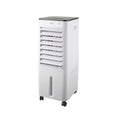 Climatizador evaporativo Fácula Eolo blanco con rejillas abiertas y visor de nivel de agua