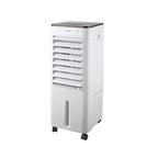 Climatizador evaporativo Fácula Eolo blanco con rejillas abiertas y visor de nivel de agua