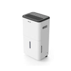 Deshumidificador Fácula Siroco 30L blanco con panel de control superior y visor de nivel de agua frontal.
