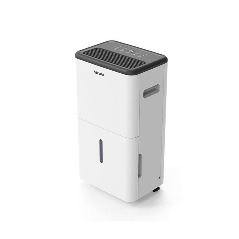 Deshumidificador Fácula Siroco 30L blanco con panel de control superior y visor de nivel de agua frontal.