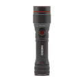 Linterna táctica NEBO Flex 450 en color gris con botón de encendido rojo y grabado de marca.