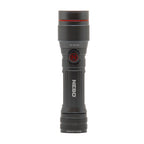 Linterna táctica NEBO Flex 450 en color gris con botón de encendido rojo y grabado de marca.