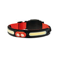 Linterna frontal NEBO Curvbeam 600 Flex con tira LED COB y foco central sobre fondo blanco.