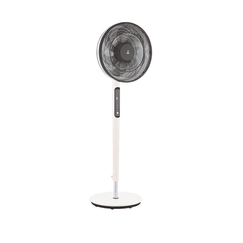 Ventilador de pie FM P-420-DC blanco con motor DC ultra silencioso y panel de control digital