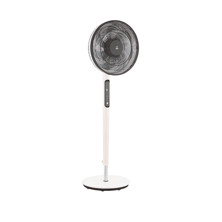 Ventilador de pie FM P-420-DC blanco con motor DC ultra silencioso y panel de control digital