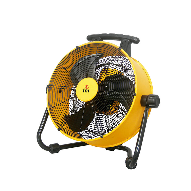 Ventilador de suelo semi-industrial FM FI-45 amarillo y negro con aspas de 45 cm y motor DC de bajo consumo