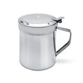 Grasera de acero inoxidable para aceite de carne con tapa grabada y asa ergonómica