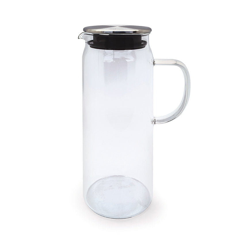Jarra de agua IRIS de vidrio borosilicato 1500ml con tapa de acero inoxidable y asa ergonómica