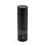 Termo mini IRIS 140ml negro con diseño de granos de café y tapón de rosca