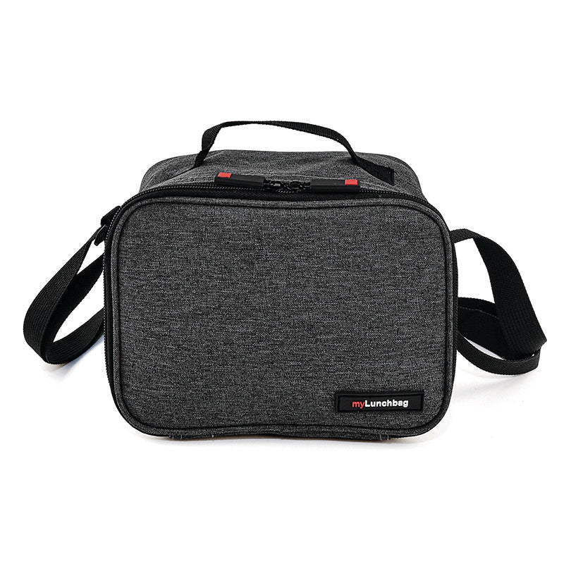 Bolsa térmica porta-alimentos IRIS Lunchbag Goglass color gris oscuro con asa y bandolera.