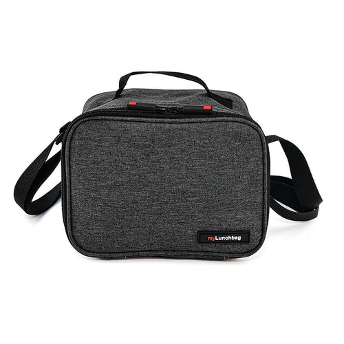 Bolsa térmica porta-alimentos IRIS Lunchbag Goglass color gris oscuro con asa y bandolera.