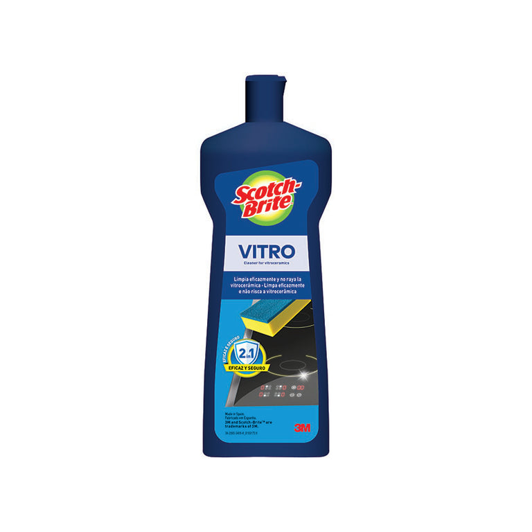 Botella de limpiador para vitrocerámica Scotch-Brite 3M de 250ml con fórmula 2 en 1