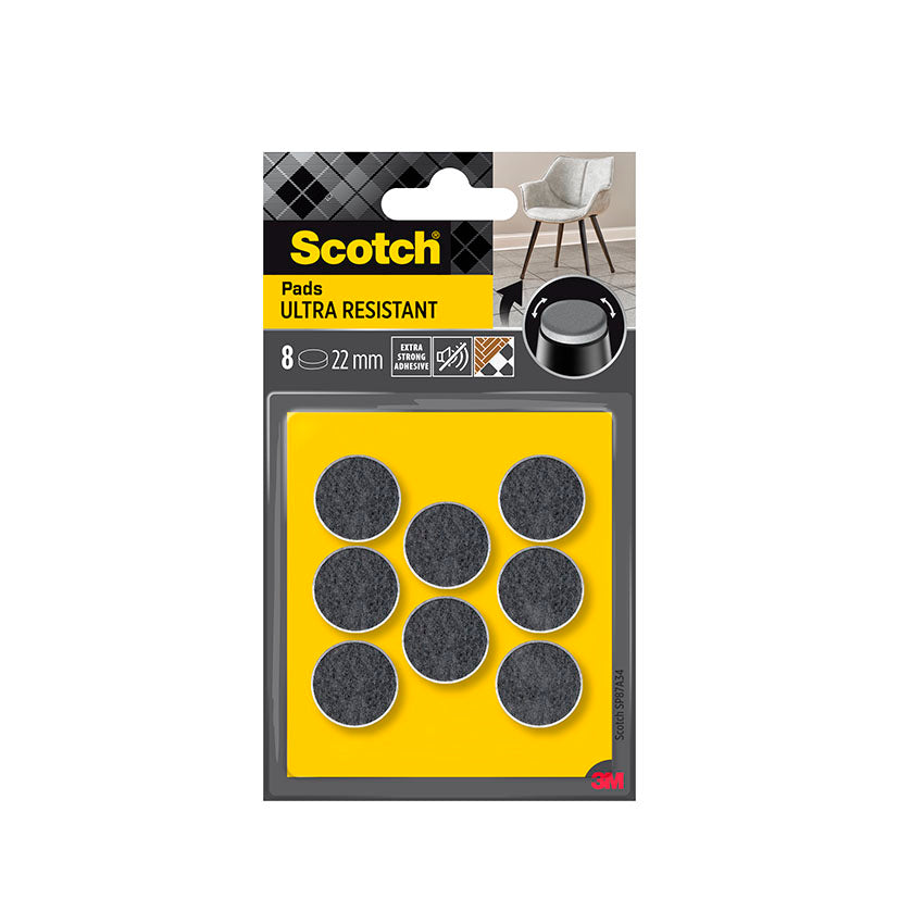 Pack de 8 fieltros adhesivos Scotch SP87 de 22mm para protección de suelos