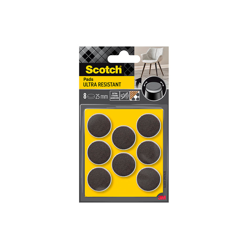Pack de 8 protectores de fieltro Scotch SP87 de 25mm con adhesivo extra fuerte