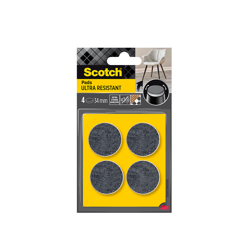 Pack de 4 fieltros ultra resistentes Scotch SP87 de 34mm para muebles pesados