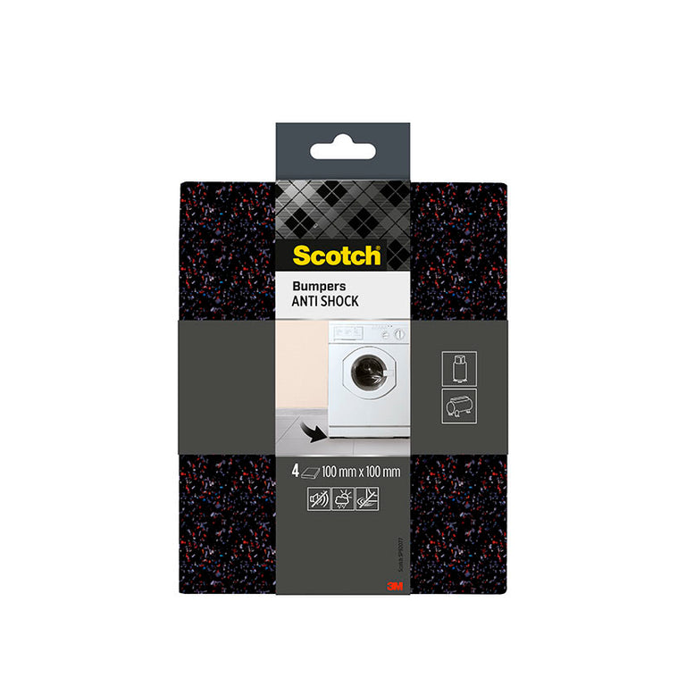 Pack de 4 almohadillas anti-shock 3M Scotch de 100x100mm para reducción de ruido y vibraciones en electrodomésticos