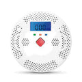 Detector de monóxido de carbono Energeeks con pantalla digital y rejilla de ventilación circular.