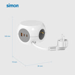 Base Múltiple Simon Combiball 3 Tomas + USB A/C 30W Blanca