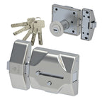 Kit cerrojo Lince 7930RSS cromo mate con 5 llaves de seguridad y vista del cilindro
