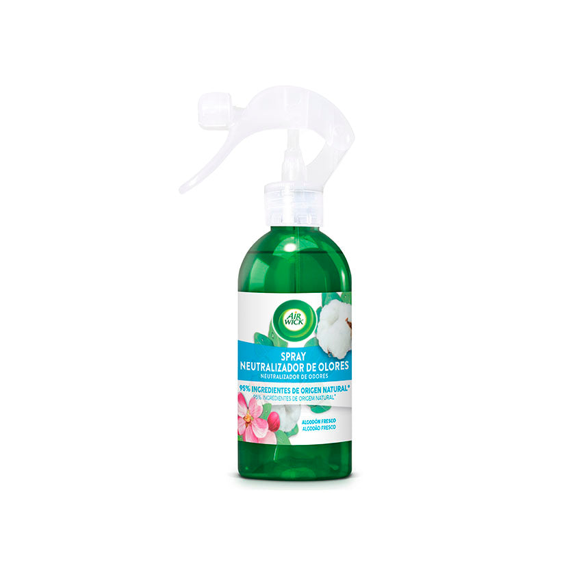 Spray neutralizador de olores Air Wick 237ml fragancia Algodón Fresco con 95% ingredientes naturales